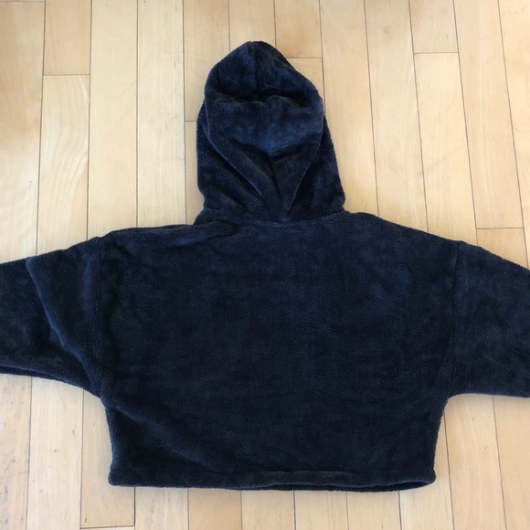 Fuzzy Black Champion Cropped Hoodie - Picture 2 of 3